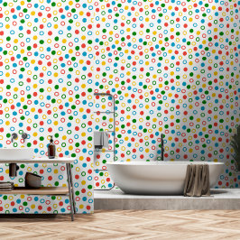 Midden eeuw moderne polka dot witte peel en stok behang