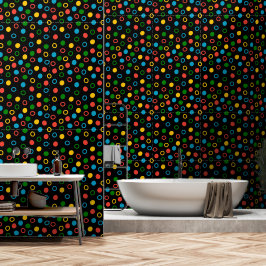 Midden eeuw moderne polka dot zwart peel en stick behang