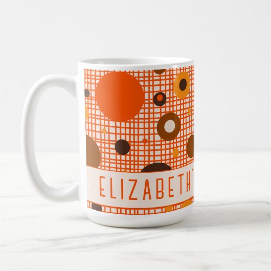 Midden eeuw moderne retro atomisch gepersonaliseer koffiemok (Links)