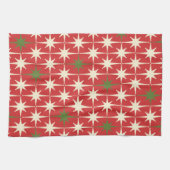 Midden eeuw moderne retro atomische kerststerren theedoek (Horizontaal)