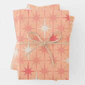 Midden eeuw moderne retro atomische sterren Peach  Inpakpapier Vel (In situ)