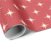 Midden eeuw Moderne Retro Donkerrode Atoomsterren Cadeaupapier (Rol Hoek)