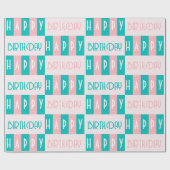 Midden-eeuw moderne retro Gelukkige Verjaardag Roz Cadeaupapier (Vlak)