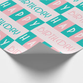 Midden-eeuw moderne retro Gelukkige Verjaardag Roz Cadeaupapier (Hoek)