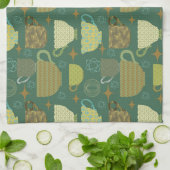 Midden eeuw moderne retro groene theekopje theedoek (Gevouwen)