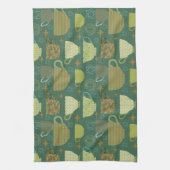 Midden eeuw moderne retro groene theekopje theedoek (Verticaal)