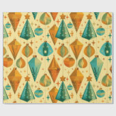 Midden-eeuw Moderne Retro Kerst Atoom Ornament Cadeaupapier (Vlak)