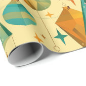 Midden-eeuw Moderne Retro Kerst Atoom Ornament Cadeaupapier (Rol Hoek)