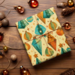 Midden-eeuw Moderne Retro Kerst Atoom Ornament Cadeaupapier<br><div class="desc">Geef uw geschenken onder de boom een swanky vibes met dit retro mid-century modern inpakpapier met koperen en blauwgroen kerstborreltjes geaccentueerd met atoomsterren.</div>