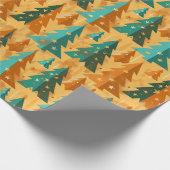 Midden eeuw Moderne Retro Kerstbomen Koper Cadeaupapier (Hoek)