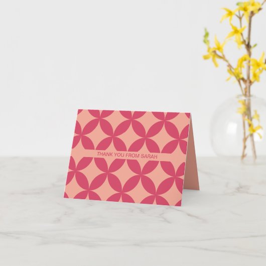 Midden-eeuw moderne retro, mod roze dank je kaart (Gele Bloem)