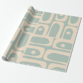 Midden eeuw Moderne Retro Piquet Licht Celadon Bla Cadeaupapier (Uitgerold)