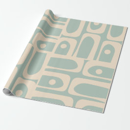 Midden eeuw Moderne Retro Piquet Licht Celadon Bla Cadeaupapier