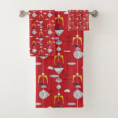 Midden eeuw Moderne Retro Rood Geel Wit Atomic Bad Handdoek (Insitu)