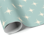 Midden eeuw Moderne Retro Winter Blauwe Atoomsterr Cadeaupapier (Rol Hoek)