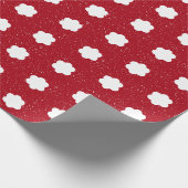 Midden eeuw moderne rood en wit retro bloemenversi cadeaupapier (Hoek)