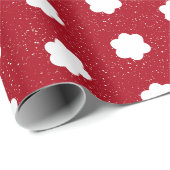 Midden eeuw moderne rood en wit retro bloemenversi cadeaupapier (Rol Hoek)