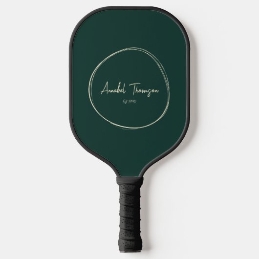 Midden-eeuw moderne salie groen | Scriptnaam Pickleball Paddle (Voorkant)