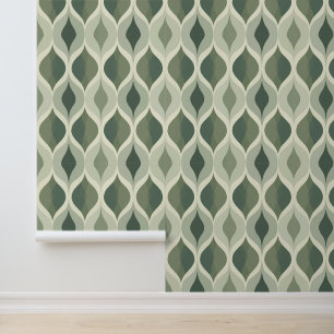 Midden eeuw moderne salie groene ellips ovalen behang