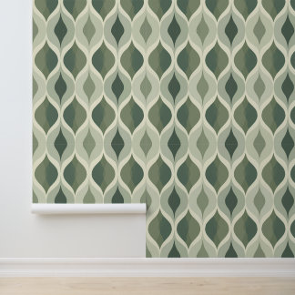 Midden eeuw moderne salie groene ellips ovalen behang