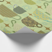 Midden eeuw moderne salie theekopje cadeaupapier (Hoek)