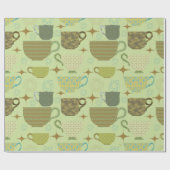 Midden eeuw moderne salie theekopje cadeaupapier (Vlak)