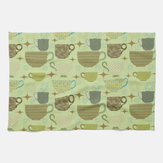 Midden eeuw moderne salie theekopje theedoek (Horizontaal)