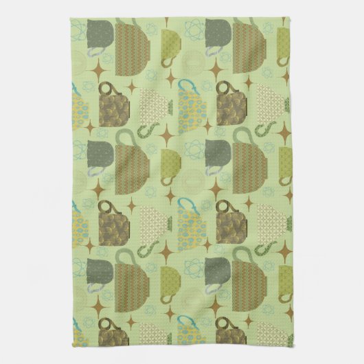 Midden eeuw moderne salie theekopje theedoek (Verticaal)