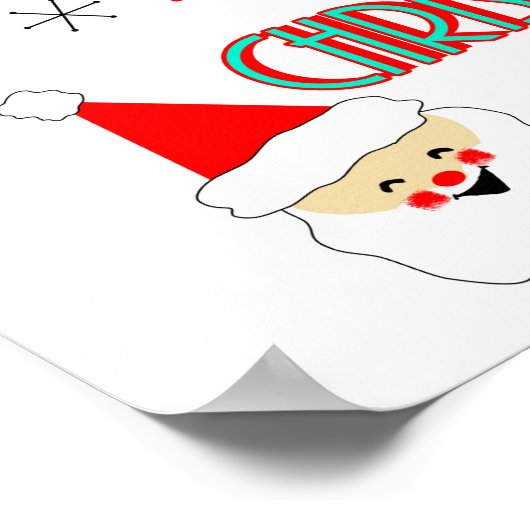 midden - eeuw moderne santa claus merry kerst poster (Hoek)