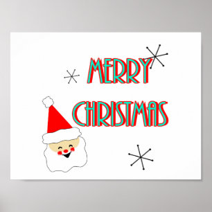 midden - eeuw moderne santa claus merry kerst poster