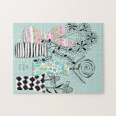 Midden eeuw moderne Scandi bloemnaam Legpuzzel (Horizontaal)