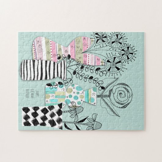 Midden eeuw moderne Scandi bloemnaam Legpuzzel (Horizontaal)