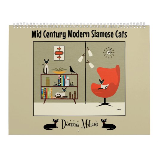 Midden eeuw moderne Siamese katten Kalender (Hoes)