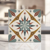 Midden-eeuw moderne Starburst geometrische Tegeltje