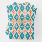 Midden-eeuw moderne Starburst patroon Inpakpapier Vel (In situ)