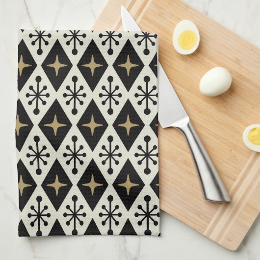 Midden-eeuw moderne Starburst patroon Theedoek (Quarter Fold)