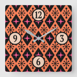 Midden-eeuw moderne Starburst patroon Vierkante Klok