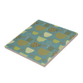 Midden eeuw moderne stoffige blauwe theekopje tegeltje (Zijkant)