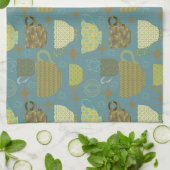 Midden eeuw moderne stoffige blauwe theekopje theedoek (Gevouwen)