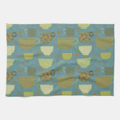 Midden eeuw moderne stoffige blauwe theekopje theedoek (Horizontaal)