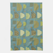 Midden eeuw moderne stoffige blauwe theekopje theedoek (Verticaal)