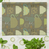 Midden-eeuw moderne Taupe Teacup Theedoek (Gevouwen)