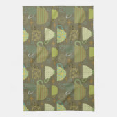 Midden-eeuw moderne Taupe Teacup Theedoek (Verticaal)