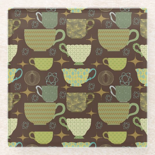Midden eeuw moderne theekopje bruin glazen onderzetter (Voorkant)