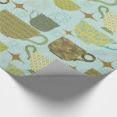 Midden eeuw moderne turquoise theekopje cadeaupapier (Hoek)