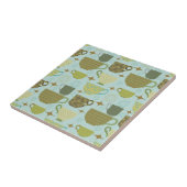 Midden eeuw moderne turquoise theekopje tegeltje (Zijkant)