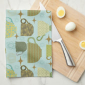 Midden eeuw moderne turquoise theekopje theedoek (Quarter Fold)