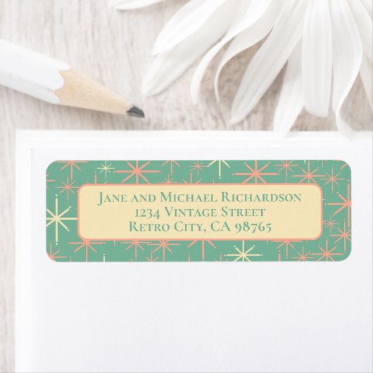 Midden eeuw moderne twinkelende atoomsterren retro etiket (Insitu)