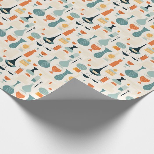 Midden eeuw moderne vaas vorm cadeaupapier (Hoek)