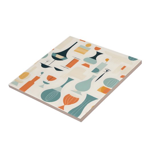 Midden eeuw moderne vaas vorm tegeltje (Zijkant)